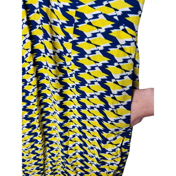 Anthropologie Maeve Dress Size 4 Mirabilis Kimono Sleeve Yellow Blue Geometric - Picture 3 of 16